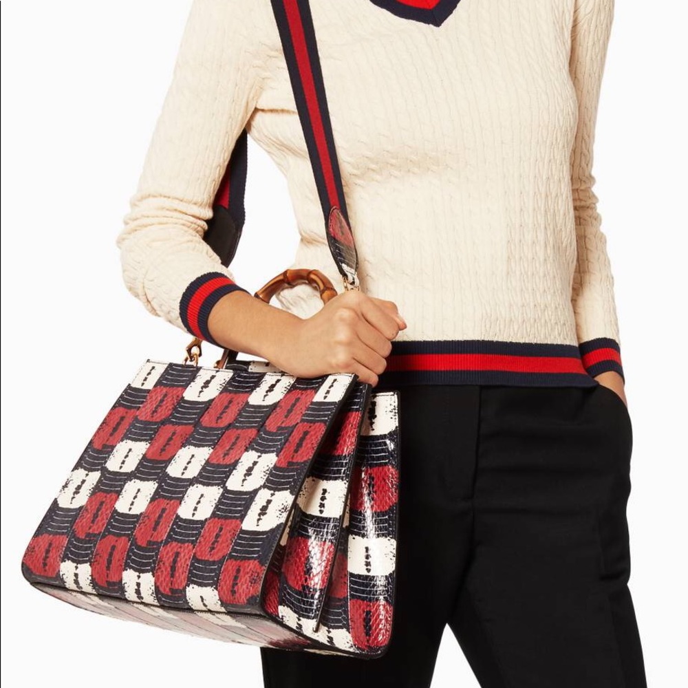 GUCCI♥️RUNWAY BAG♥️NEW❤️Nymphaea snakeskin Tote - Picture 2 of 16